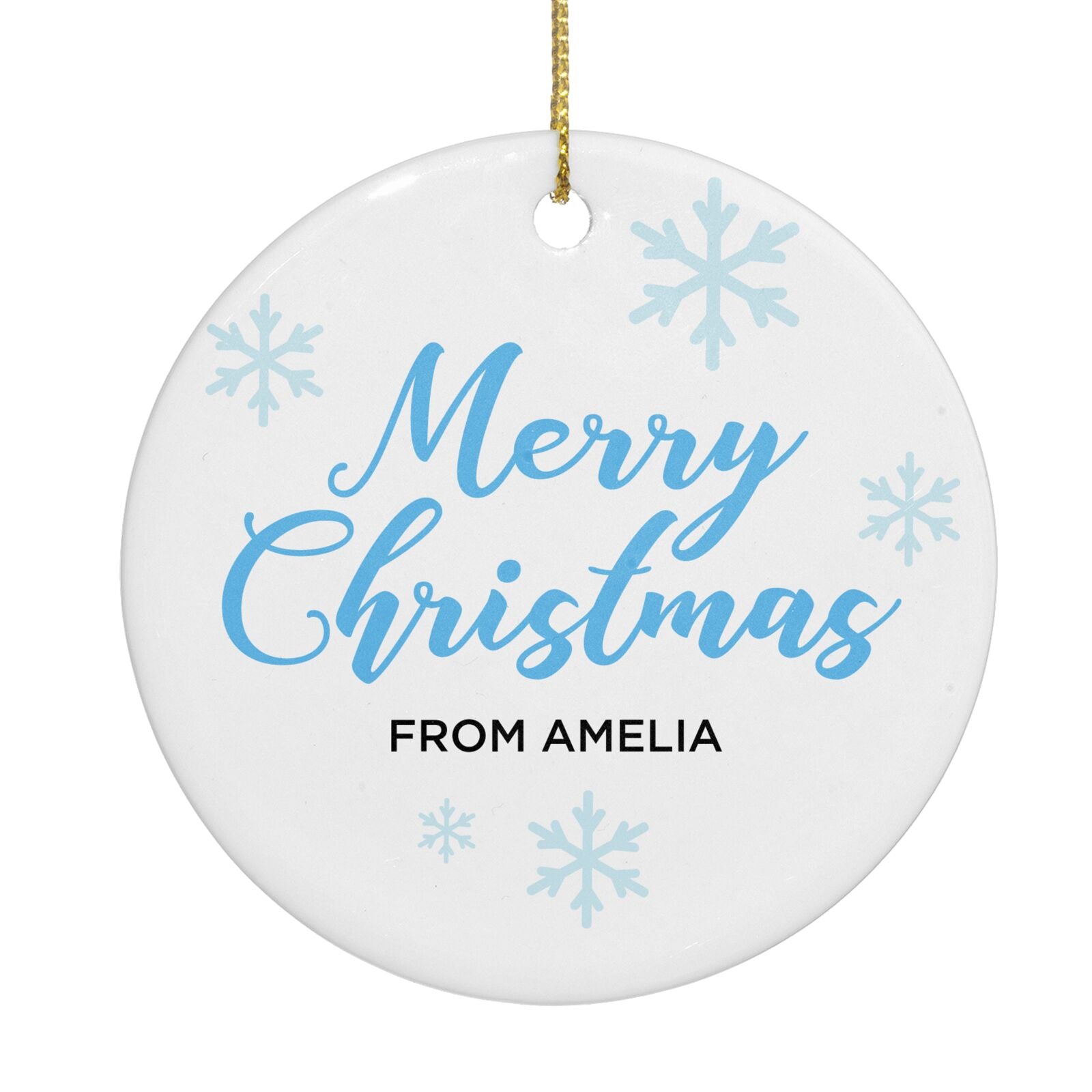 Personalised Snowman Face Circle Decoration Back Image