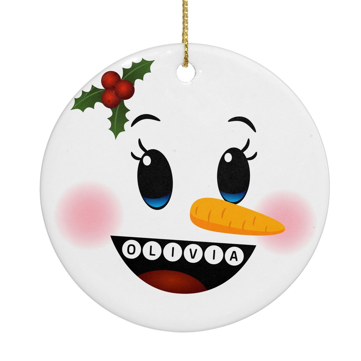 Personalised Snowman Face Circle Decoration
