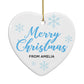 Personalised Snowman Face Heart Decoration Back Image