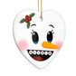 Personalised Snowman Face Heart Decoration Side Angle