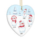 Personalised Snowman Family Heart Decoration Side Angle
