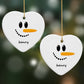 Personalised Snowman Heart Decoration on Christmas Background