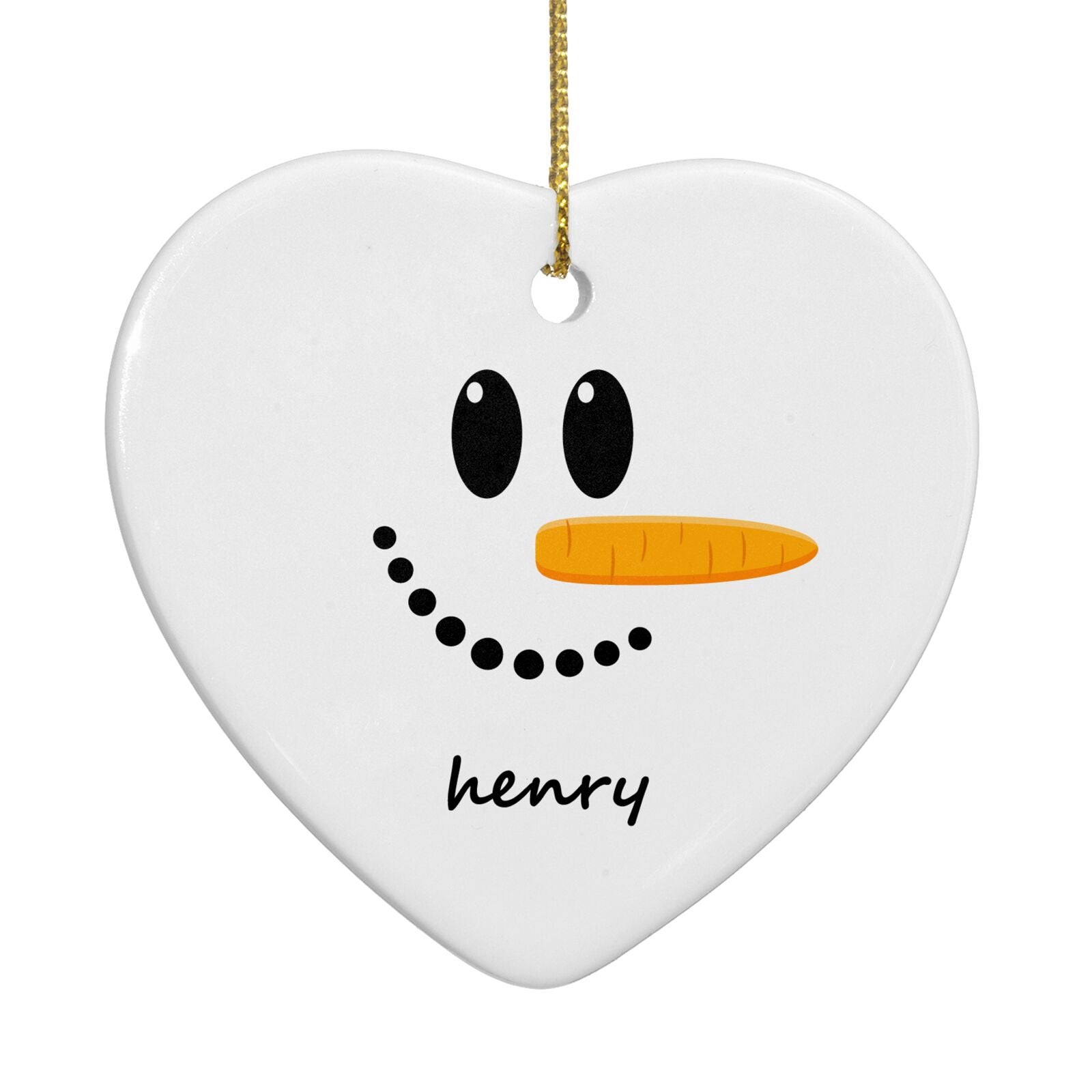 Personalised Snowman Heart Decoration