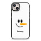 Personalised Snowman iPhone 14 Plus Black Impact Case on Silver phone