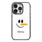 Personalised Snowman iPhone 14 Pro Black Impact Case on Silver phone