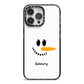 Personalised Snowman iPhone 14 Pro Max Black Impact Case on Silver phone