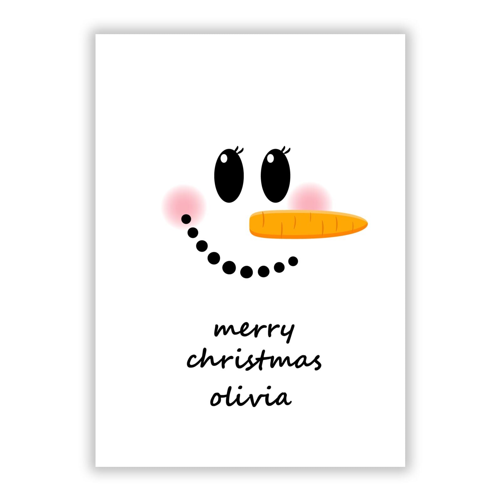 Personalised Snowwoman A5 Flat Greetings Card