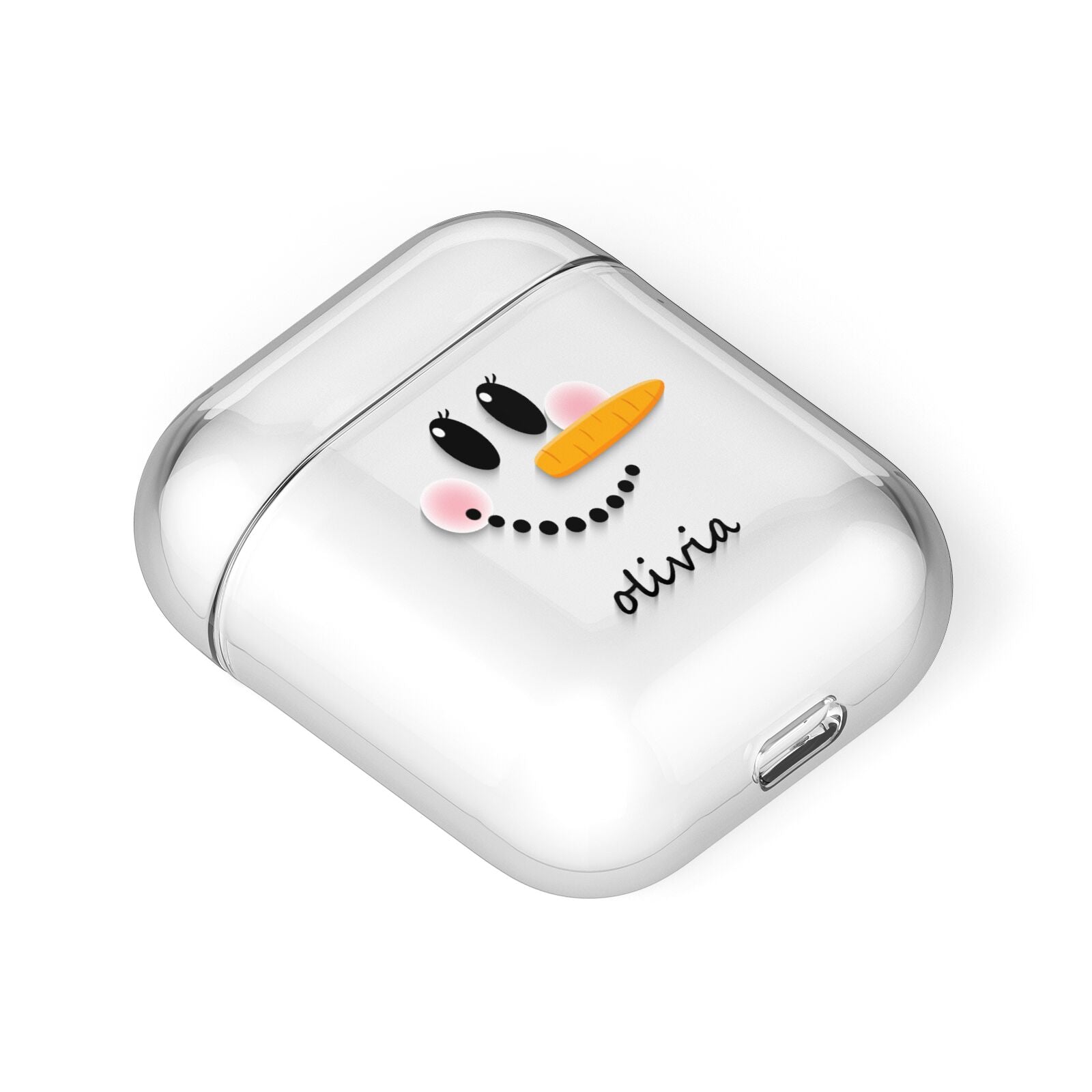 Personalised Snowwoman AirPods Case Laid Flat