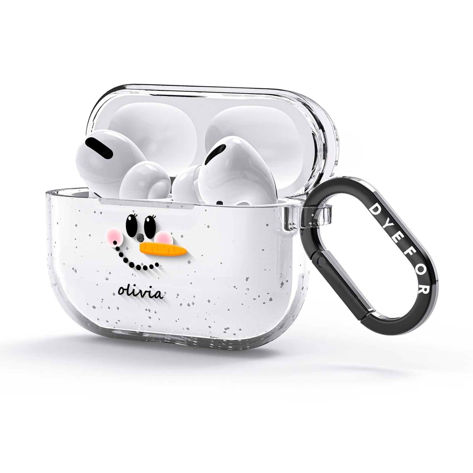 Personalised Snowwoman AirPods Glitter Case 3rd Gen Side Image