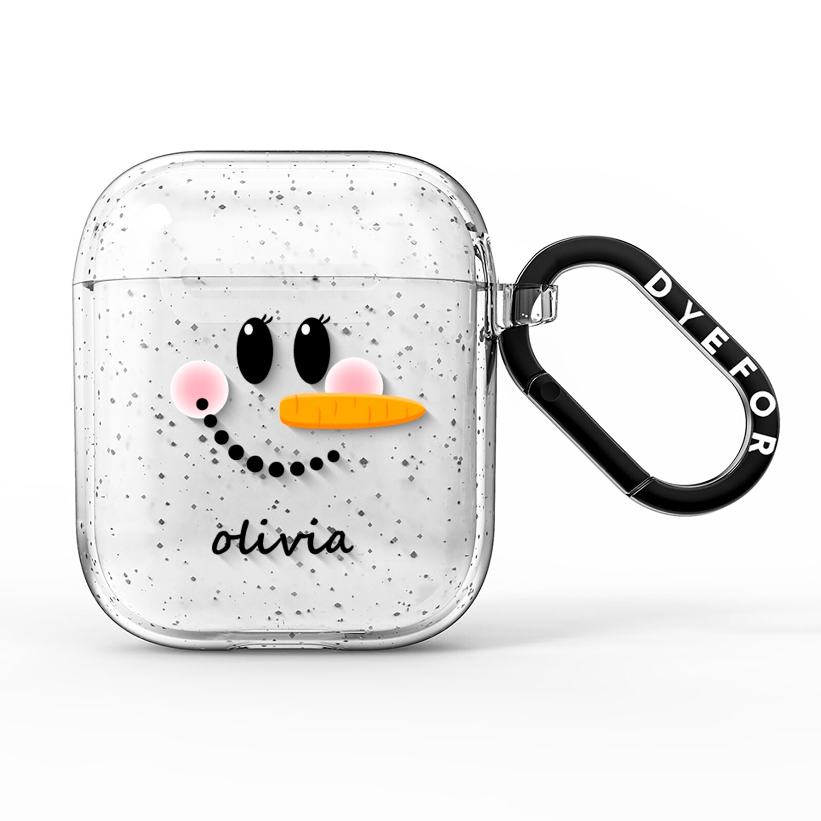 Personalised Snowwoman AirPods Glitter Case