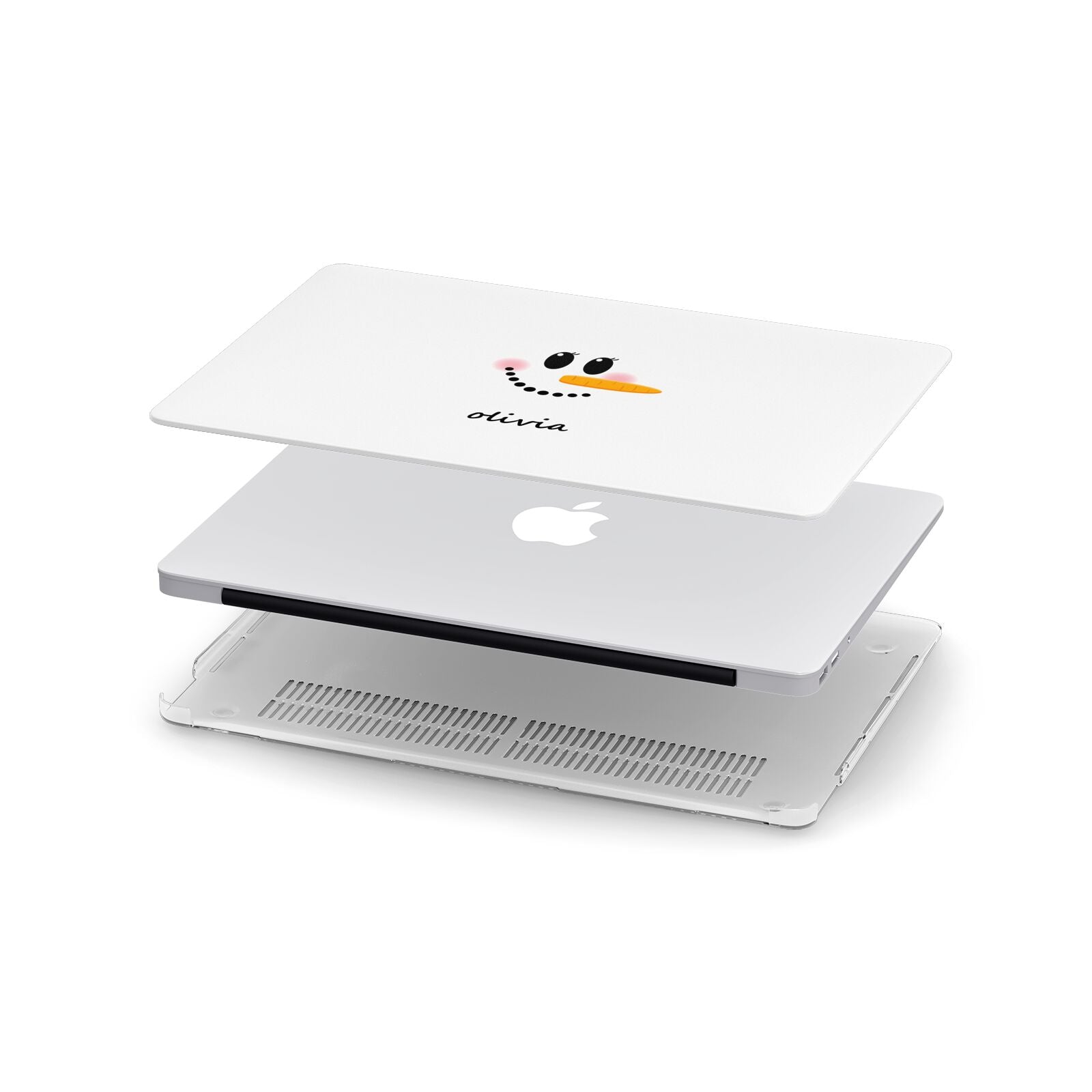Personalised Snowwoman Apple MacBook Case in Detail