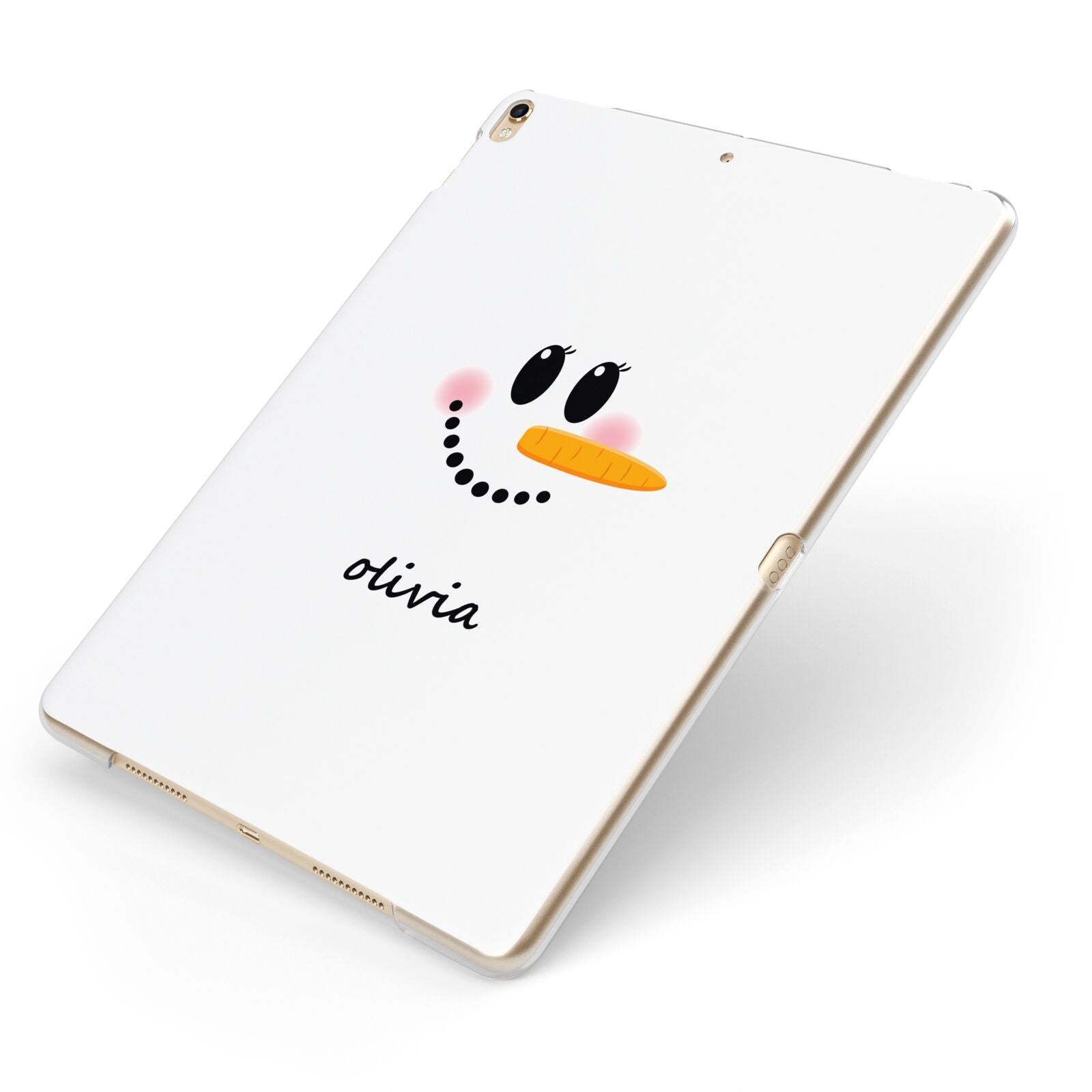 Personalised Snowwoman Apple iPad Case on Gold iPad Side View