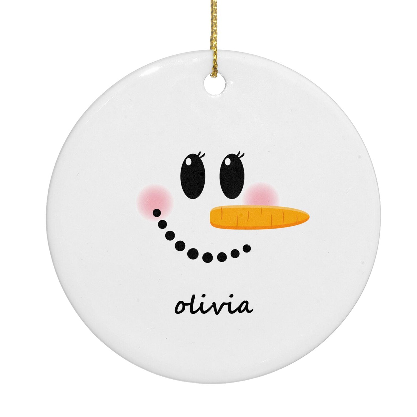 Personalised Snowwoman Circle Decoration Back Image