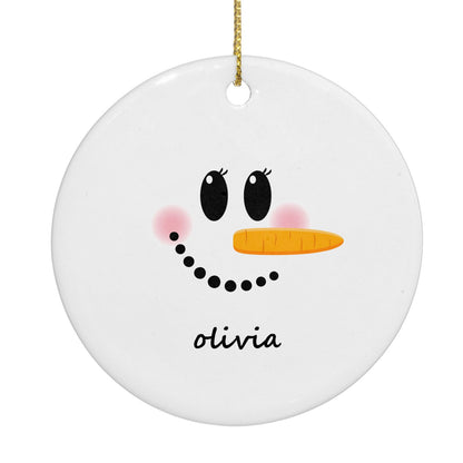 Personalised Snowwoman Circle Decoration