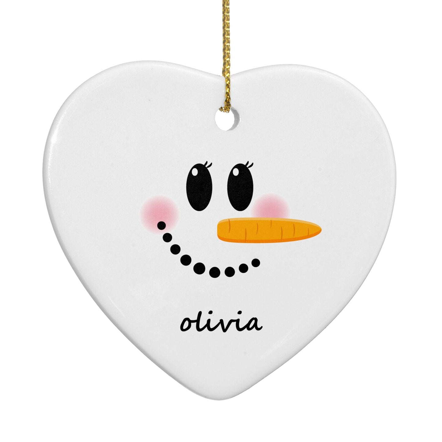Personalised Snowwoman Heart Decoration