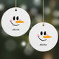 Personalised Snowwoman Round Decoration on Christmas Background