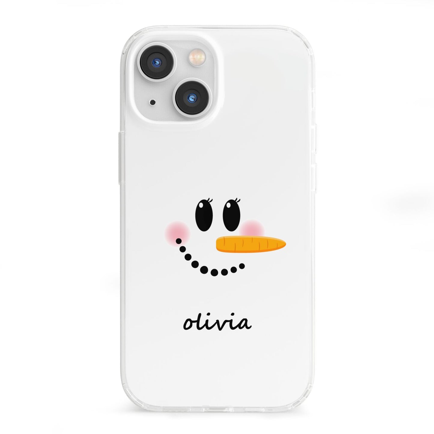 Personalised Snowwoman iPhone 13 Mini Clear Bumper Case