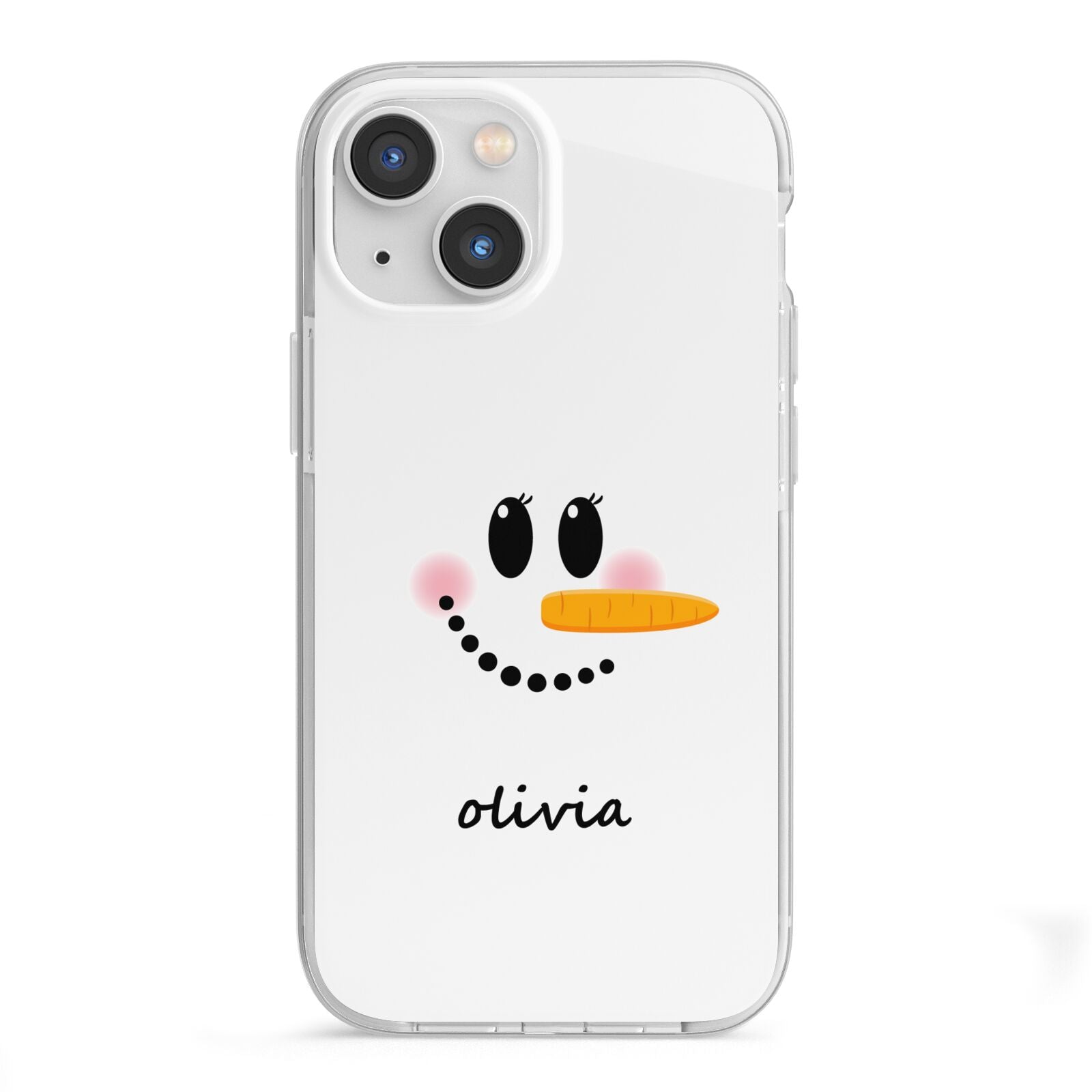 Personalised Snowwoman iPhone 13 Mini TPU Impact Case with White Edges