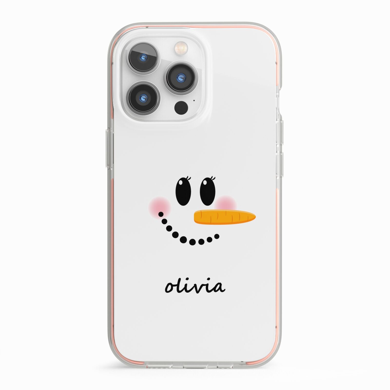 Personalised Snowwoman iPhone 13 Pro TPU Impact Case with Pink Edges