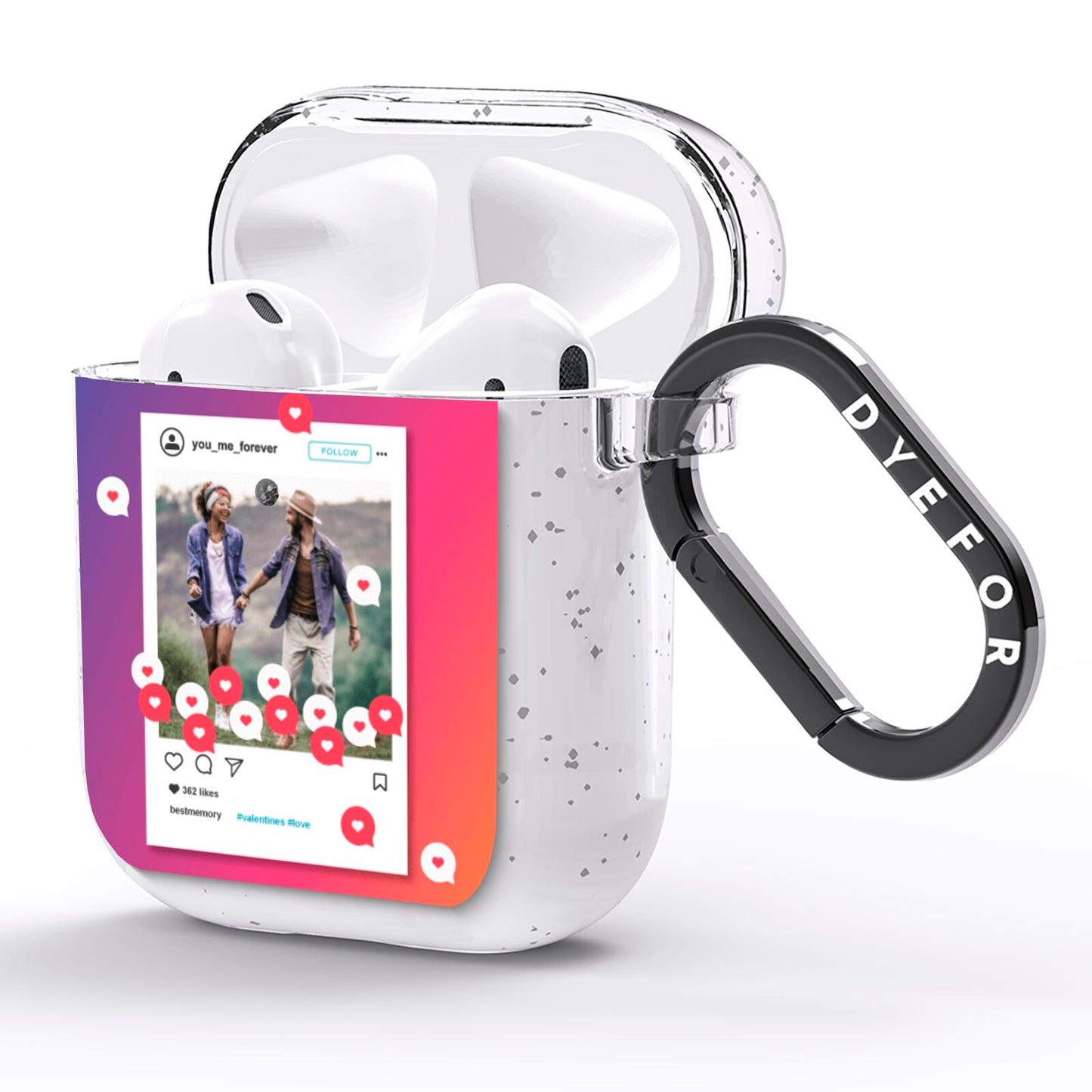 Personalised Social Media Photo AirPods Glitter Case Side Image