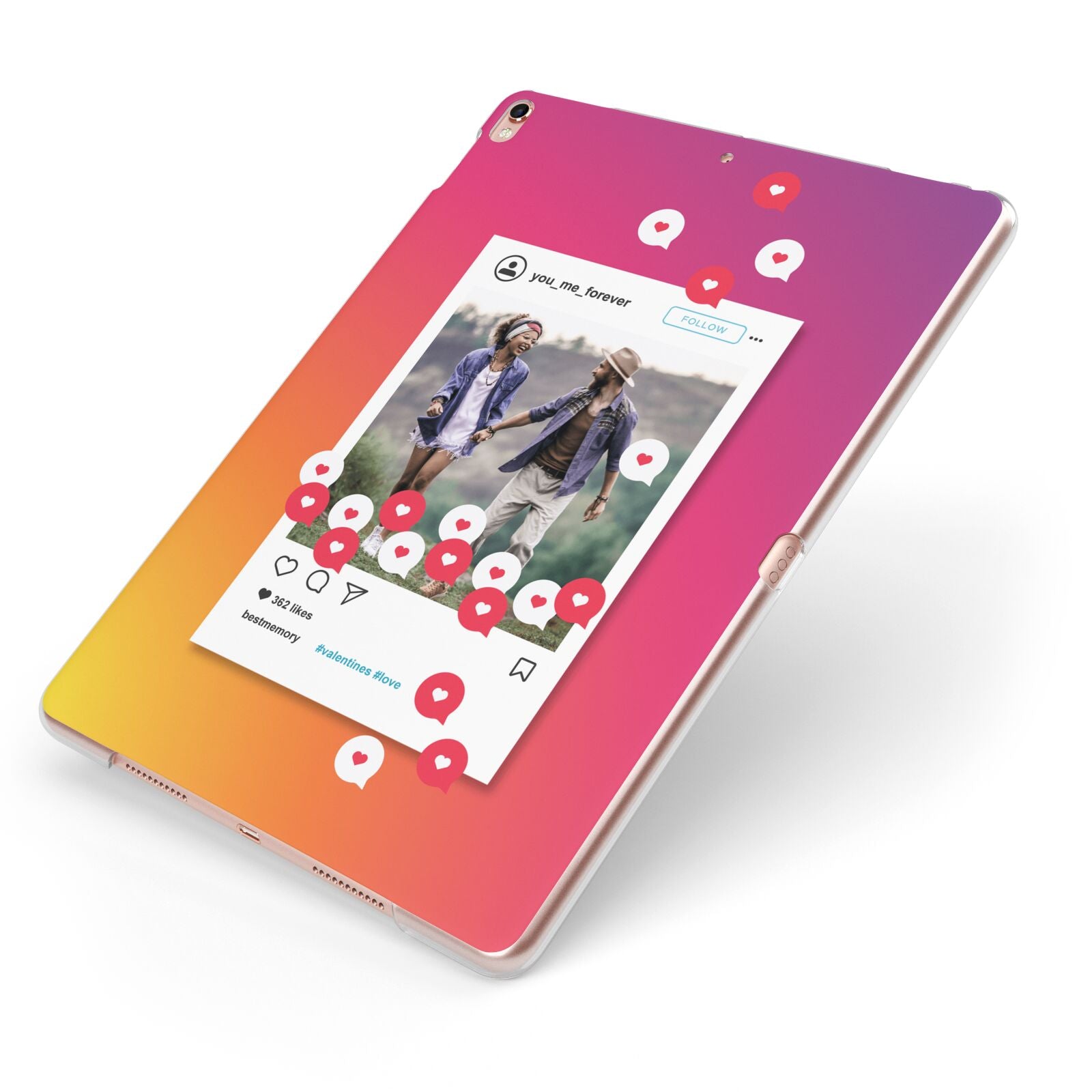 Personalised Social Media Photo Apple iPad Case on Rose Gold iPad Side View