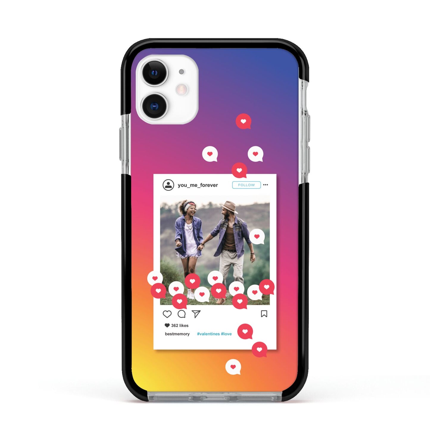 Personalised Social Media Photo Apple iPhone 11 in White with Black Impact Case
