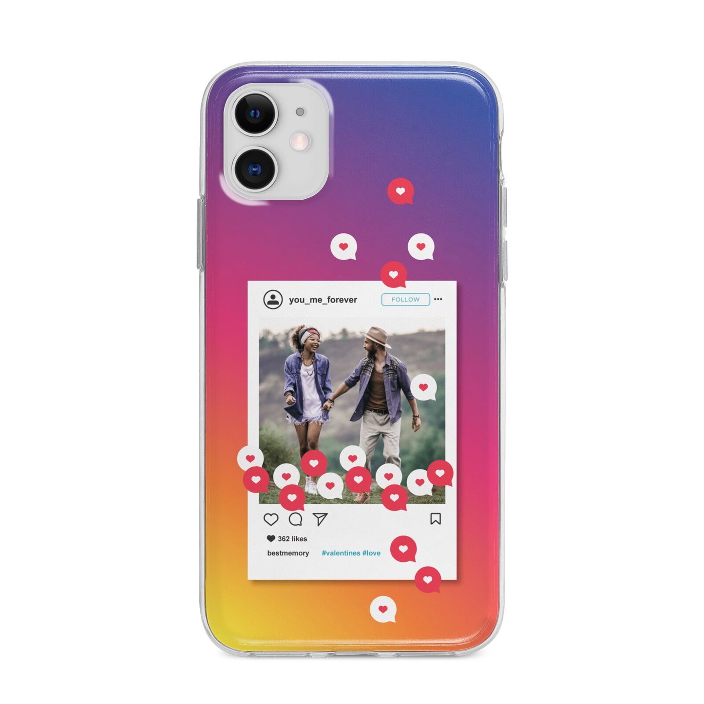 Personalised Social Media Photo Apple iPhone 11 in White with Bumper Case