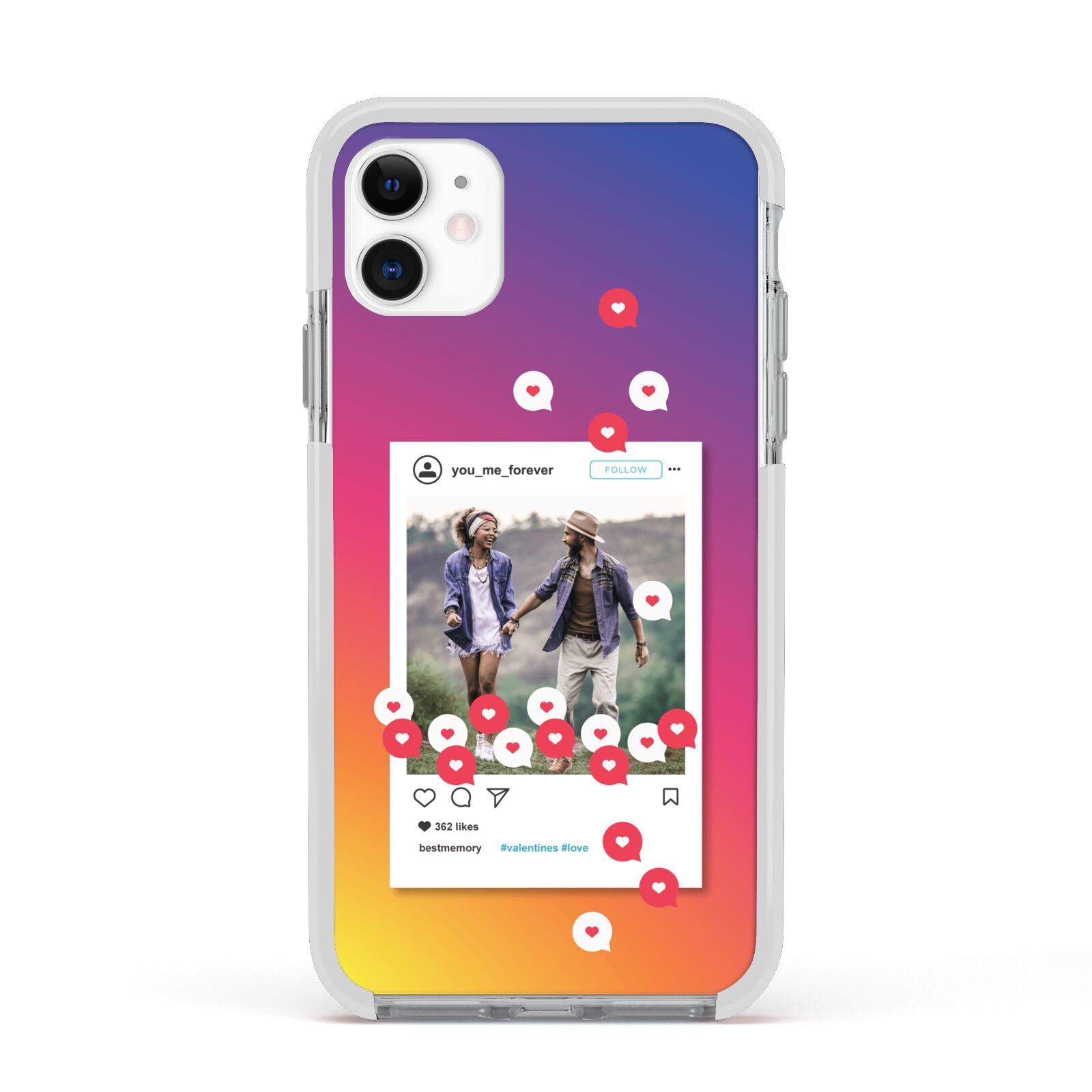 Personalised Social Media Photo Apple iPhone 11 in White with White Impact Case