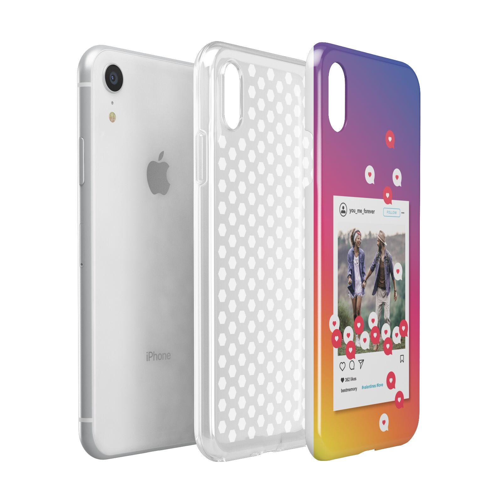Personalised Social Media Photo Apple iPhone XR White 3D Tough Case Expanded view