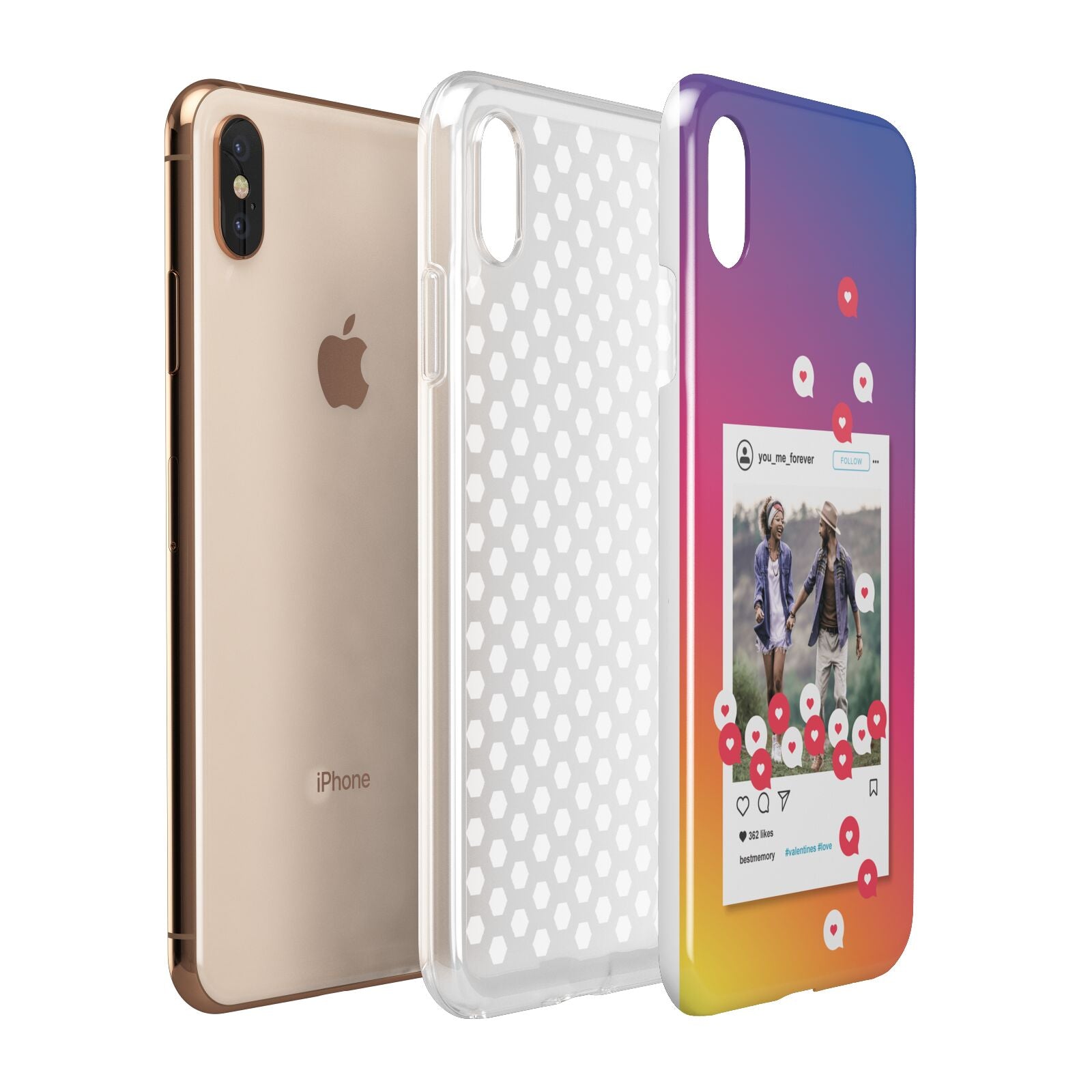 Personalised Social Media Photo Apple iPhone Xs Max 3D Tough Case Expanded View