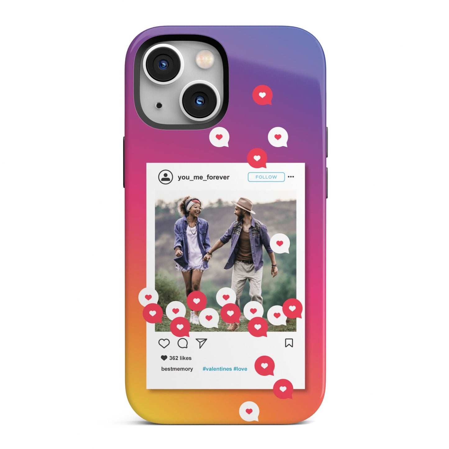 Personalised Social Media Photo iPhone 13 Mini Full Wrap 3D Tough Case