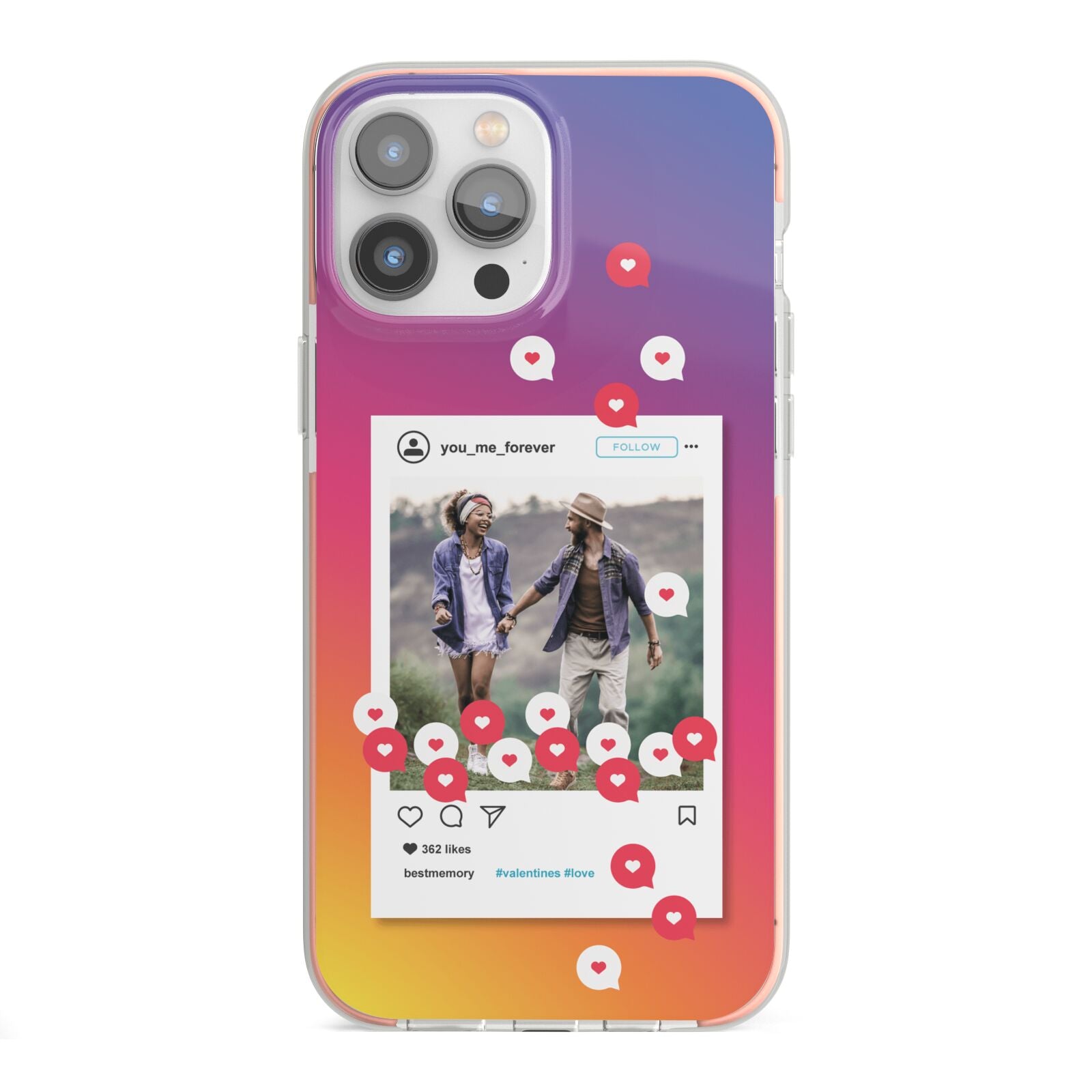 Personalised Social Media Photo iPhone 13 Pro Max TPU Impact Case with Pink Edges