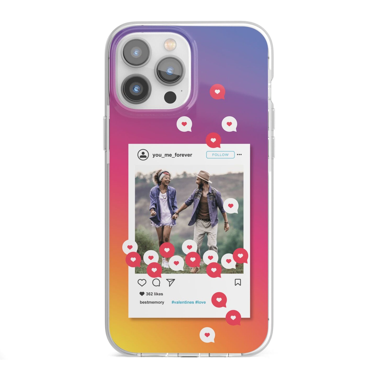Personalised Social Media Photo iPhone 13 Pro Max TPU Impact Case with White Edges
