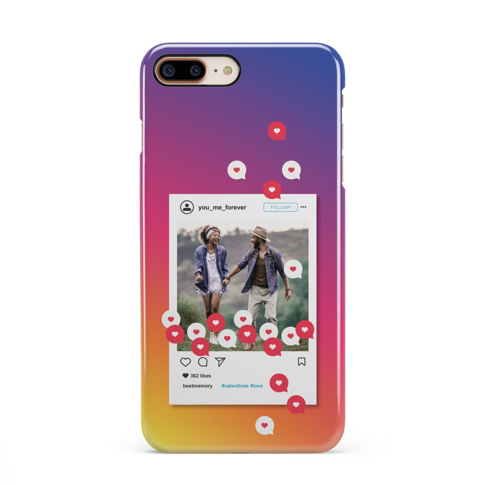 Personalised Social Media Photo iPhone 8 Plus 3D Snap Case on Gold Phone