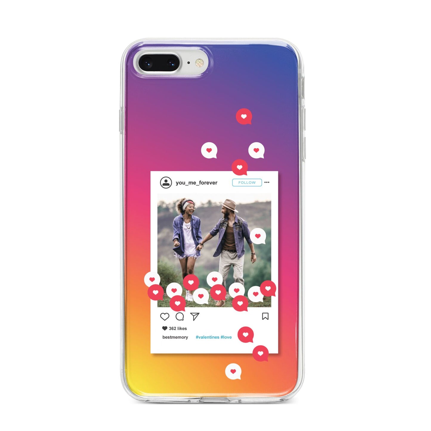 Personalised Social Media Photo iPhone 8 Plus Bumper Case on Silver iPhone