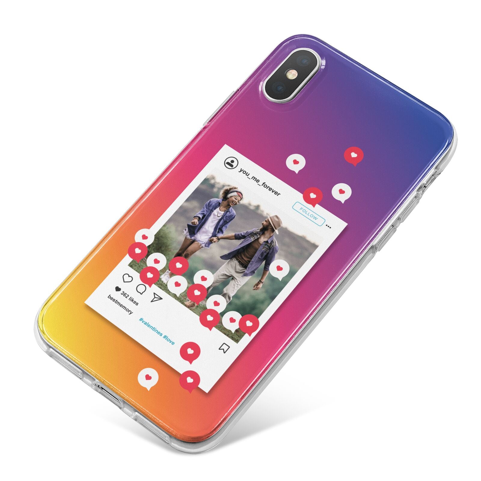Personalised Social Media Photo iPhone X Bumper Case on Silver iPhone
