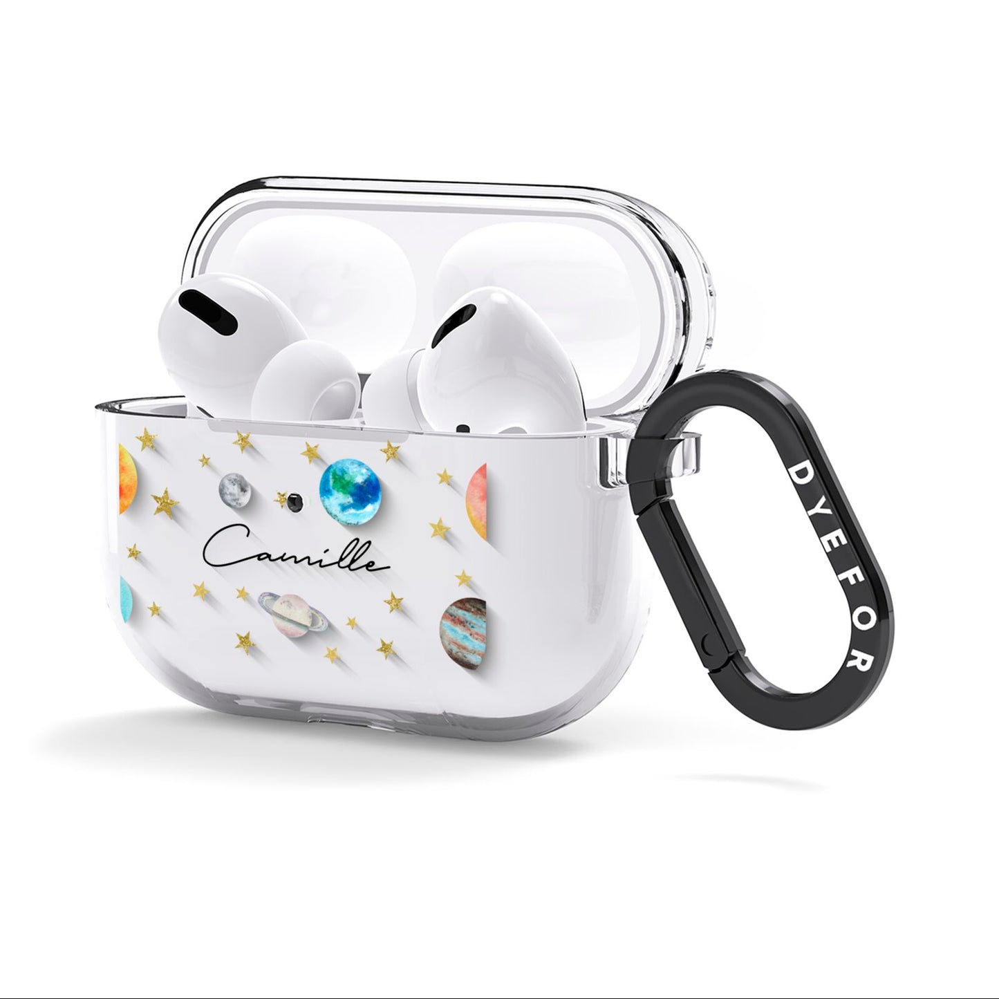 Personalised Solar System AirPods Clear Case 3rd Gen Side Image