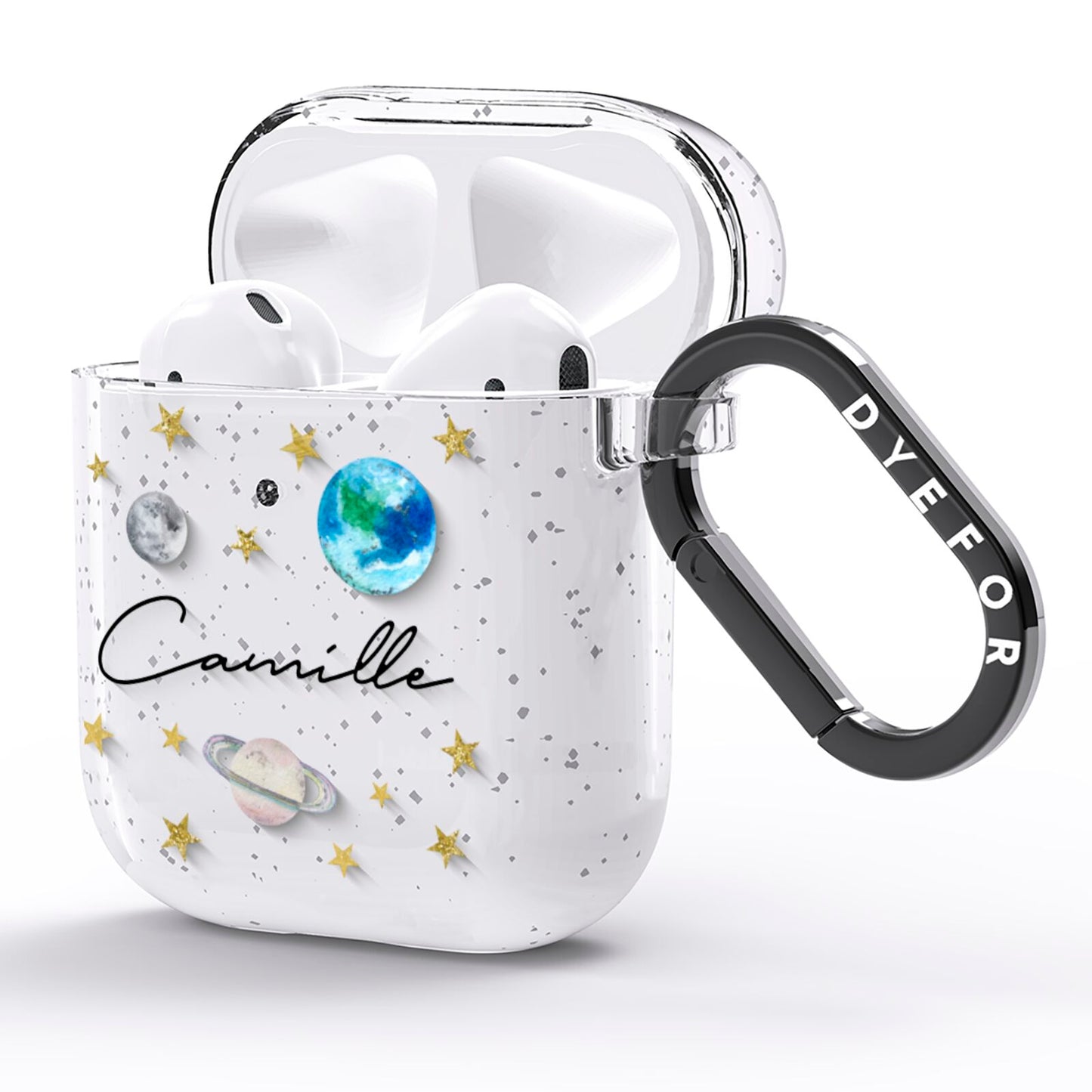 Personalised Solar System AirPods Glitter Case Side Image
