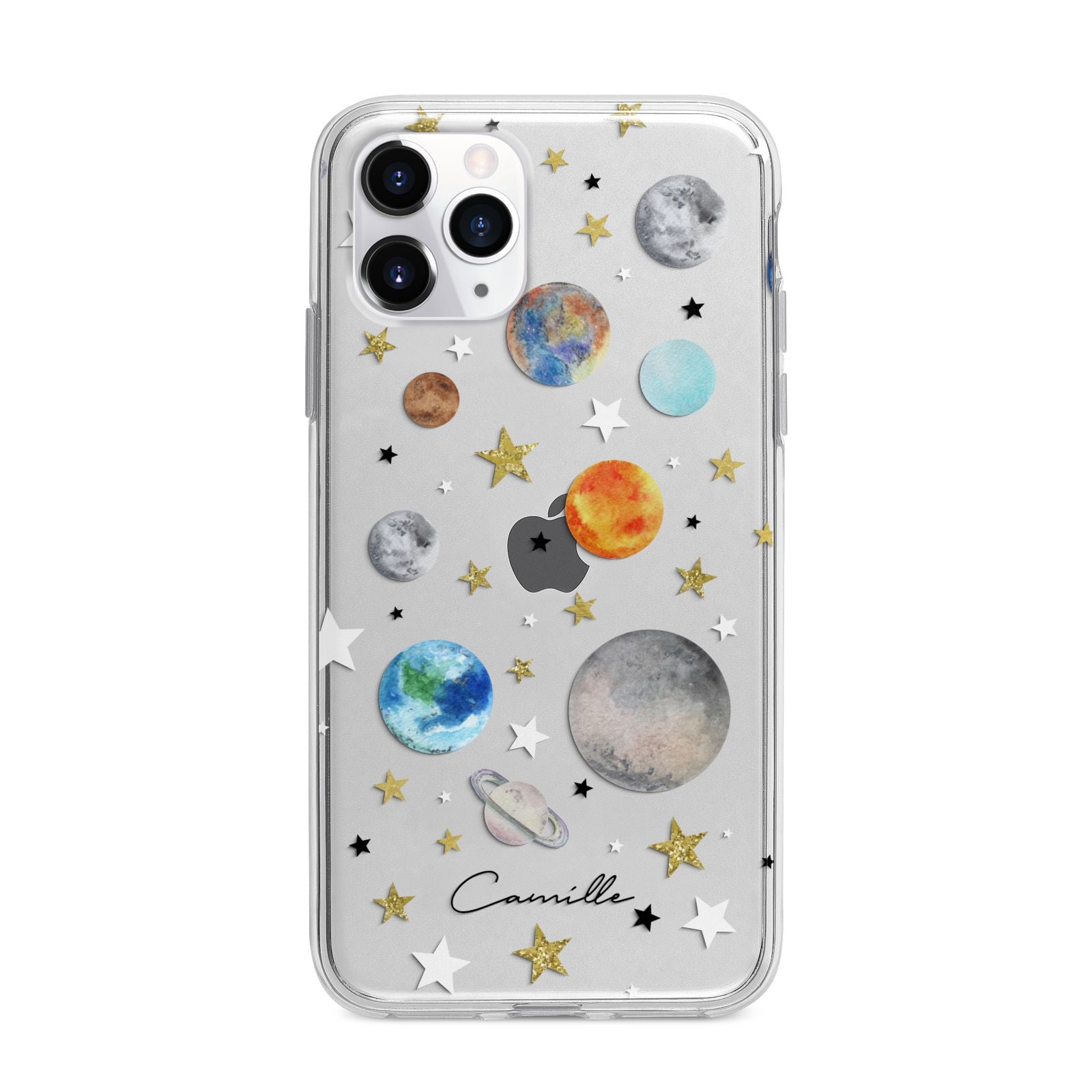 Personalised Solar System Apple iPhone 11 Pro in Silver with Bumper Case