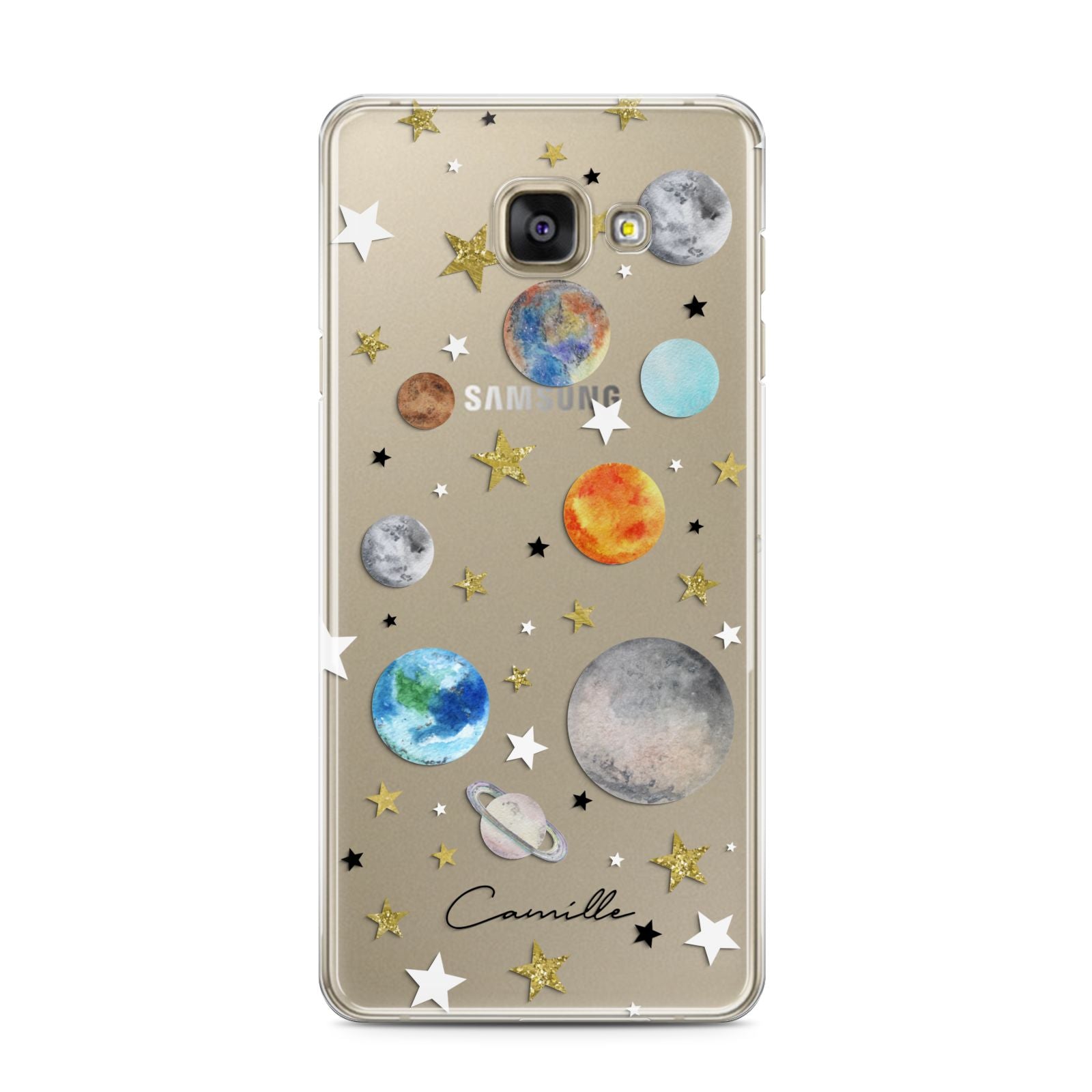 Personalised Solar System Samsung Galaxy A3 2016 Case on gold phone