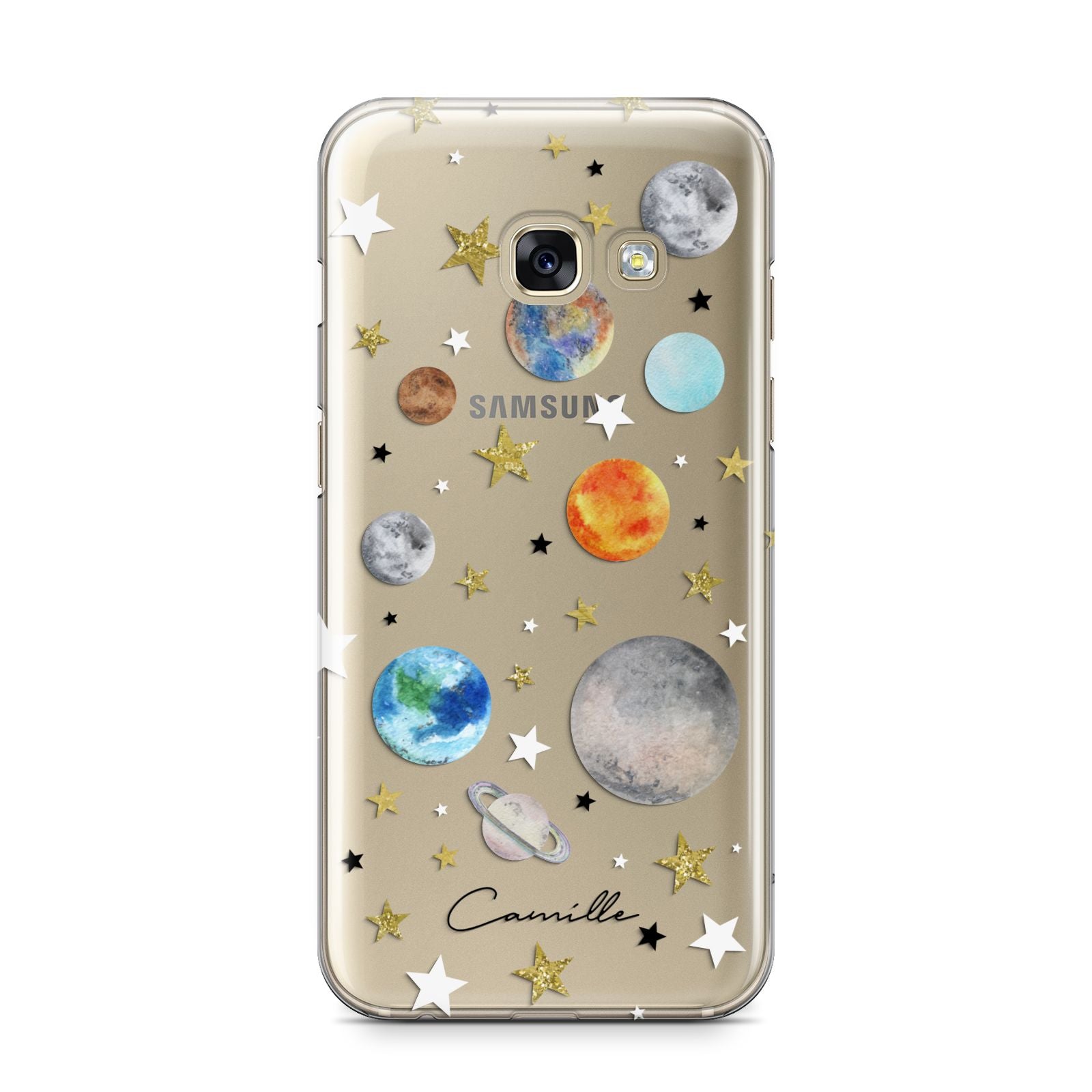 Personalised Solar System Samsung Galaxy A3 2017 Case on gold phone