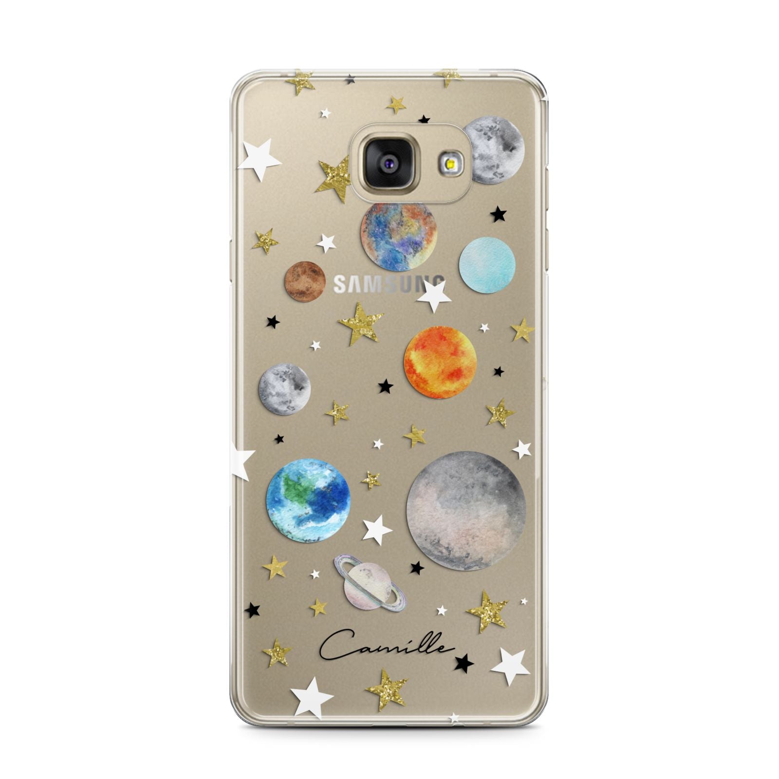 Personalised Solar System Samsung Galaxy A7 2016 Case on gold phone