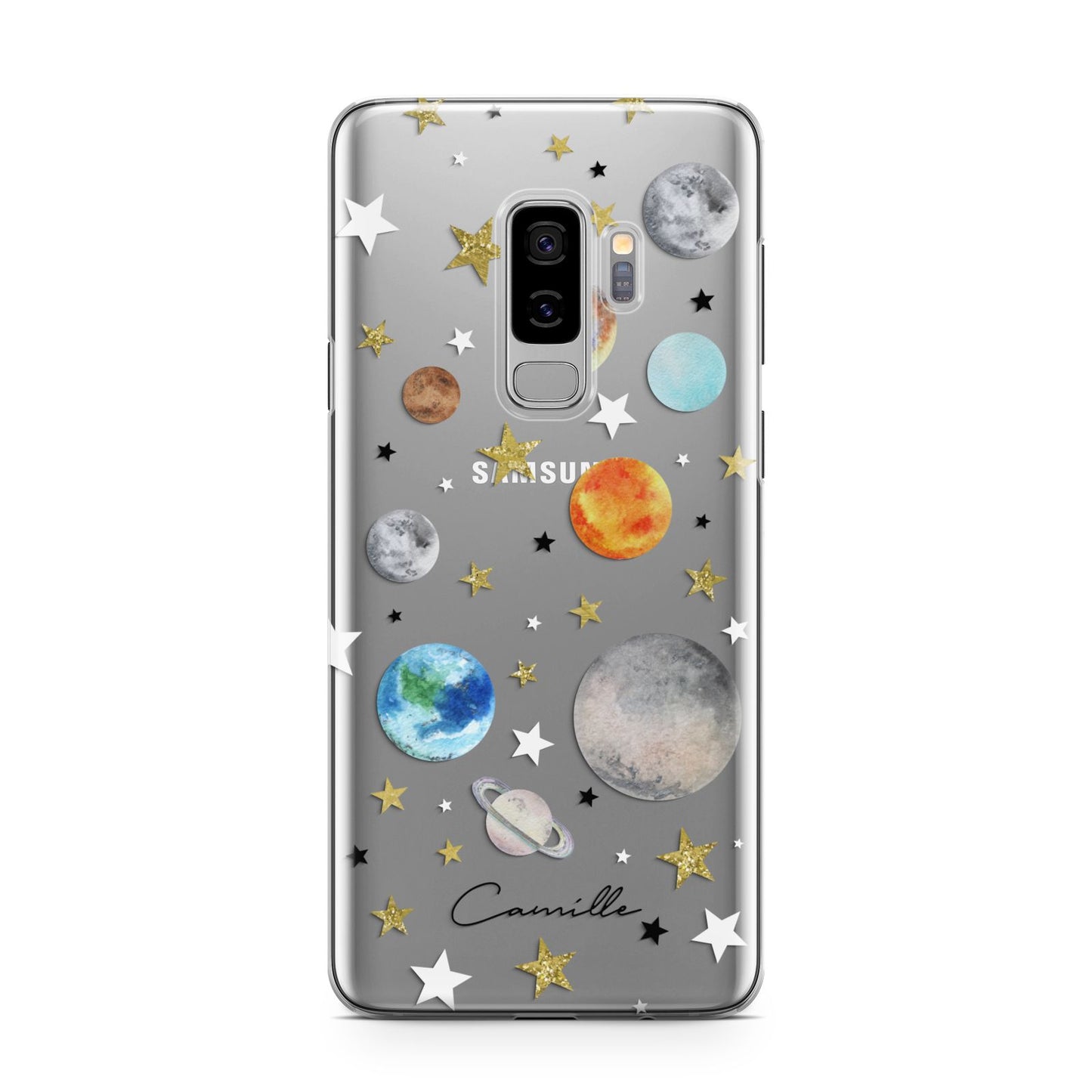 Personalised Solar System Samsung Galaxy S9 Plus Case on Silver phone