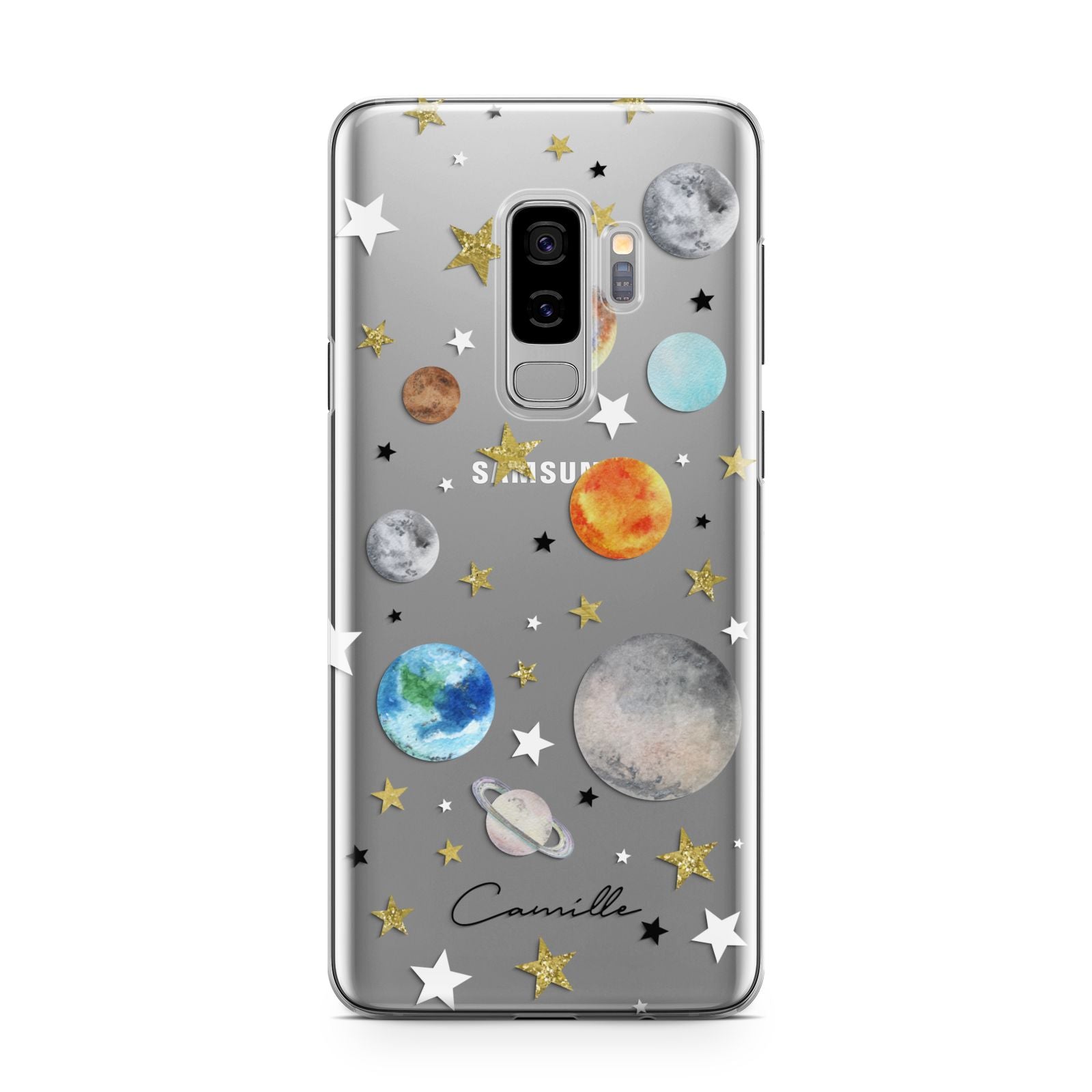 Personalised Solar System Samsung Galaxy S9 Plus Case on Silver phone