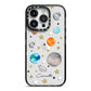 Personalised Solar System iPhone 14 Pro Black Impact Case on Silver phone
