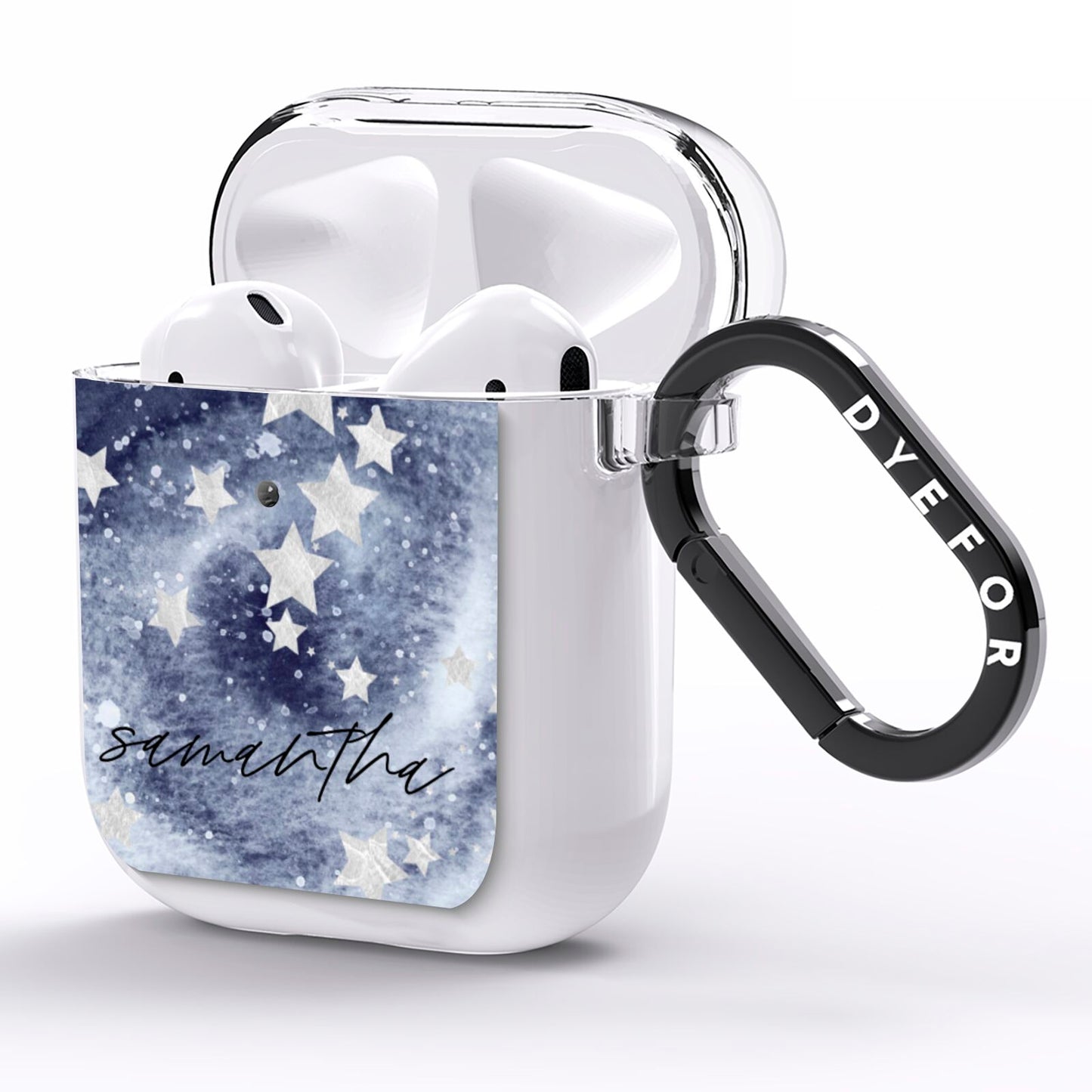 Personalised Space AirPods Clear Case Side Image