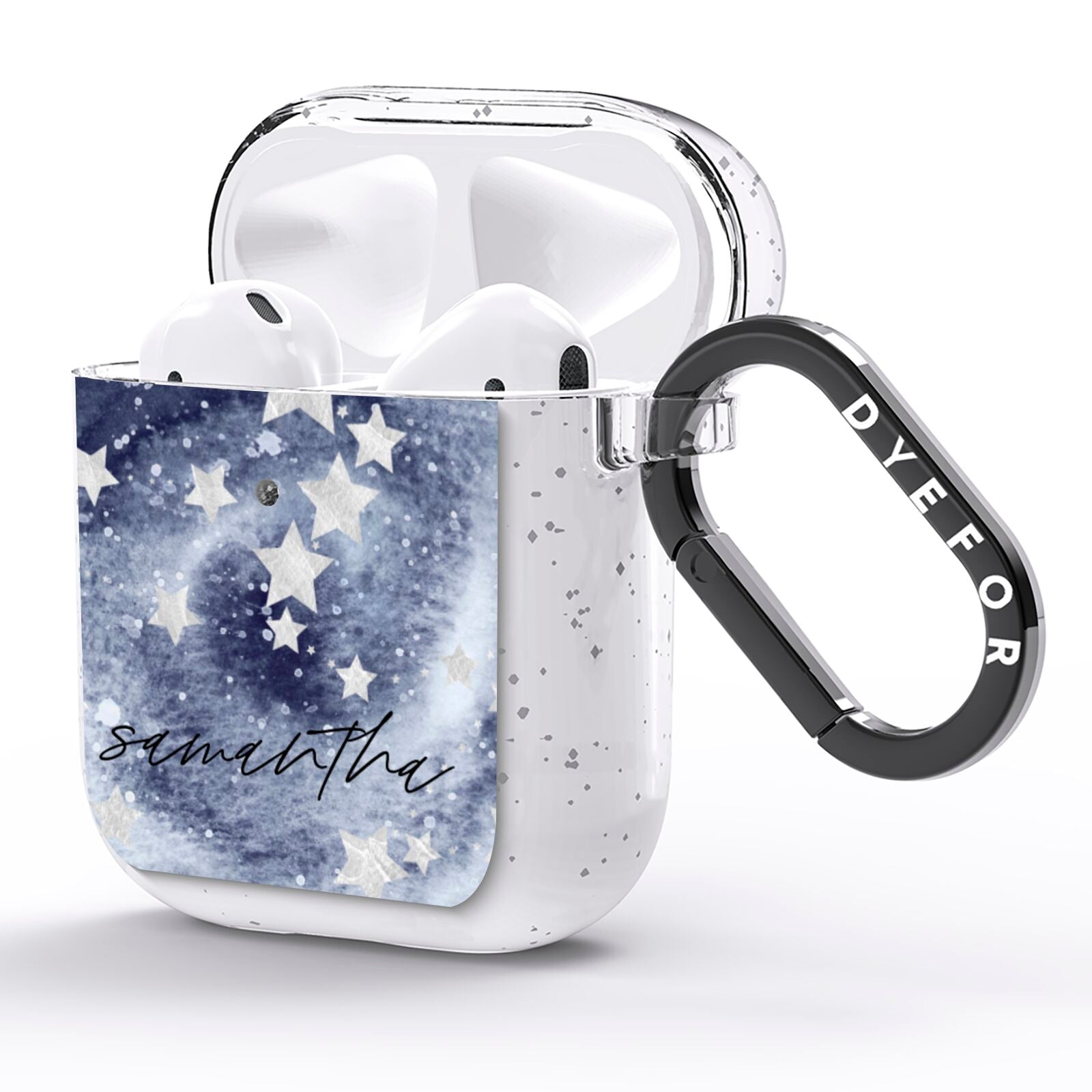 Personalised Space AirPods Glitter Case Side Image