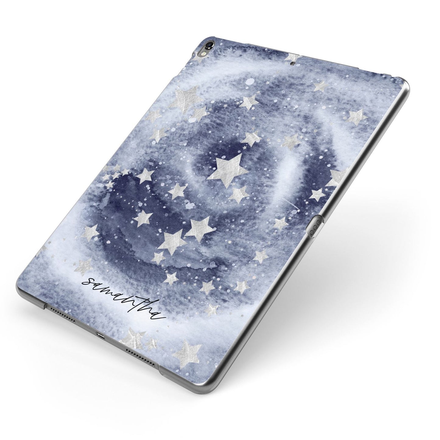 Personalised Space Apple iPad Case on Grey iPad Side View