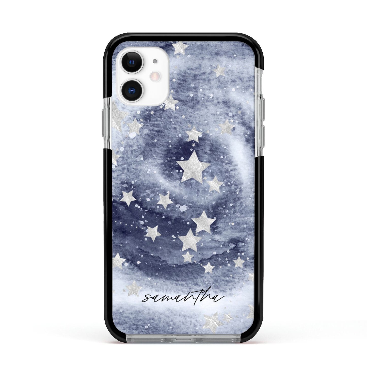 Personalised Space Apple iPhone 11 in White with Black Impact Case