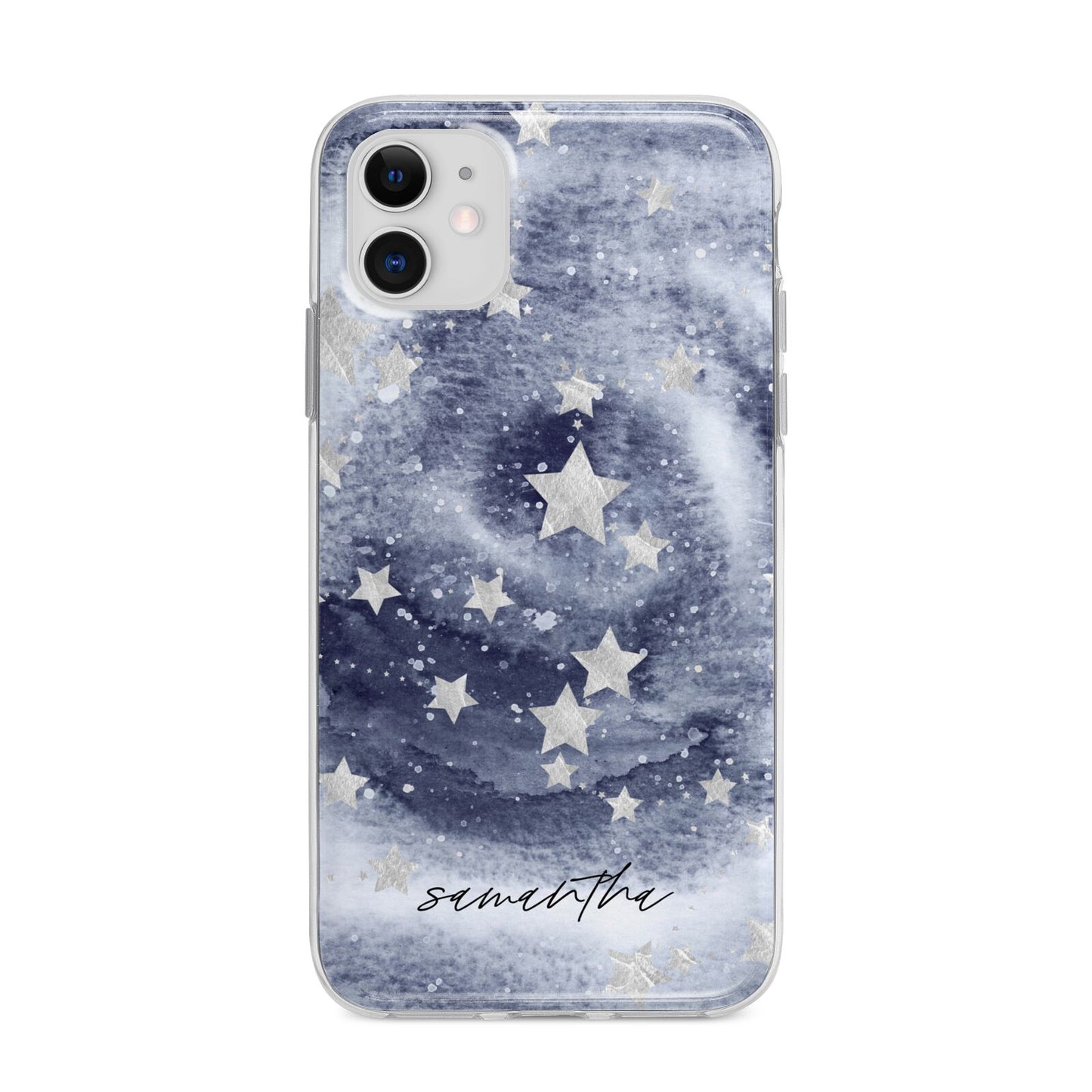 Personalised Space Apple iPhone 11 in White with Bumper Case